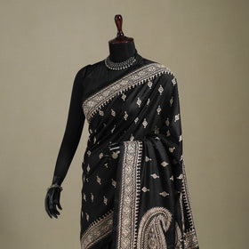 Black - hand embroidery bangalore silk handloom bengal