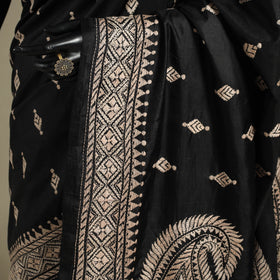 Black - hand embroidery bangalore silk handloom bengal