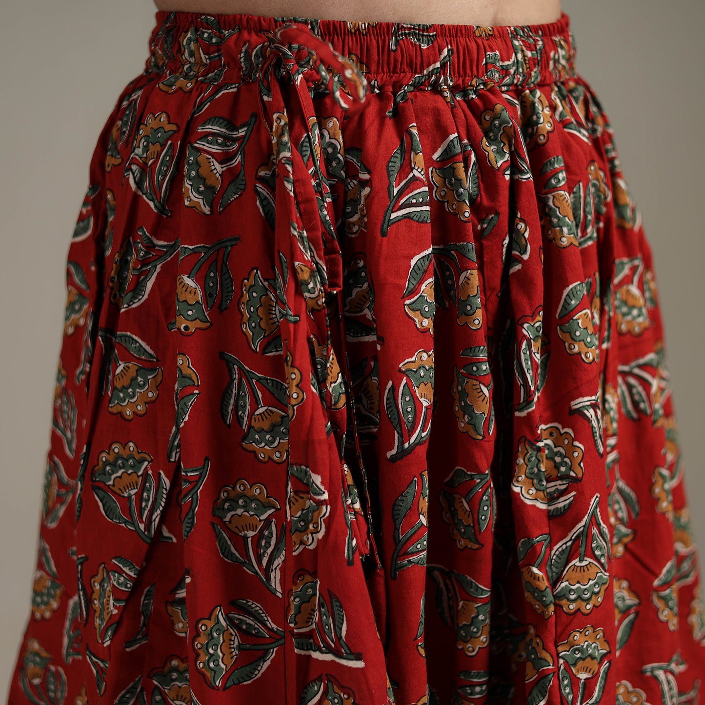 Bagru Hand Block Print 24 Kali Patchwork Natural Dyed Cotton Long Skirt 20
