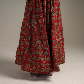 Bagru Hand Block Print 24 Kali Patchwork Natural Dyed Cotton Long Skirt 20