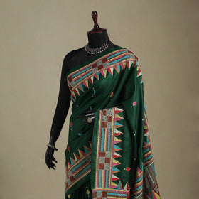 Green - hand embroidery bangalore silk handloom bengal