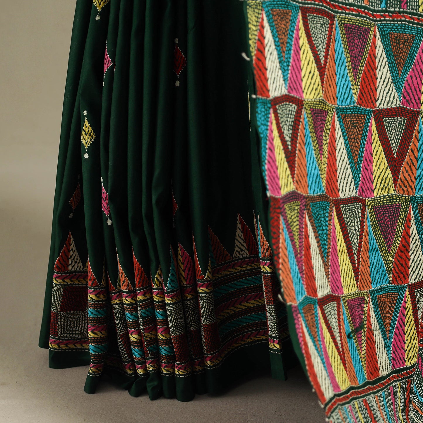 Green - hand embroidery bangalore silk handloom bengal