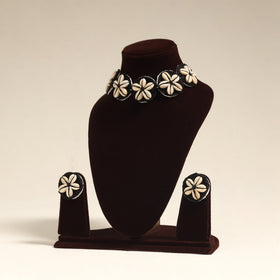 Navratri Special! Black Thread & Shell Work Necklace Set