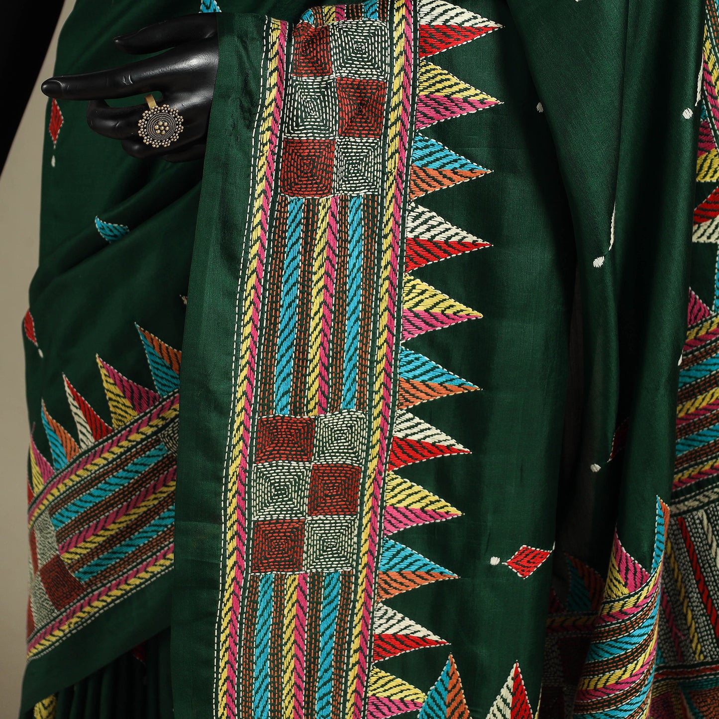 Green - hand embroidery bangalore silk handloom bengal