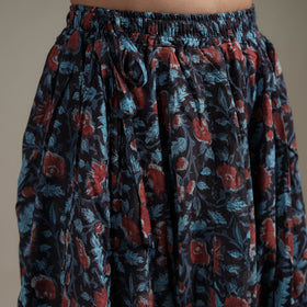 Bagru Hand Block Print 24 Kali Patchwork Natural Dyed Cotton Long Skirt 22