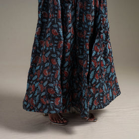 Bagru Hand Block Print 24 Kali Patchwork Natural Dyed Cotton Long Skirt 22