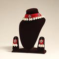 Navratri Special! Red Fabart German Silver & Shell Work Necklace Set 