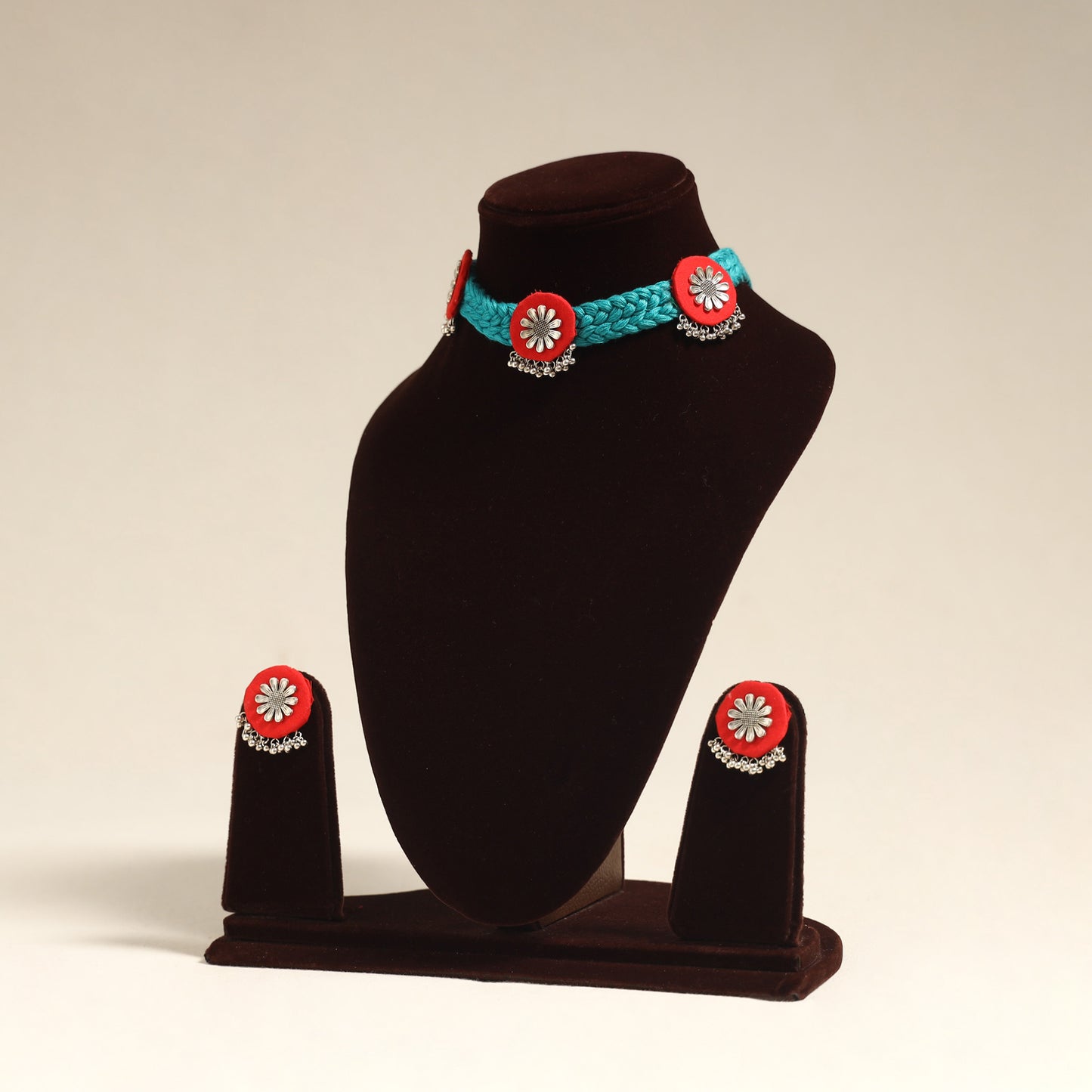 Navratri Special! Blue Fabart German Silver Necklace Set