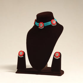 Navratri Special! Blue Fabart German Silver Necklace Set