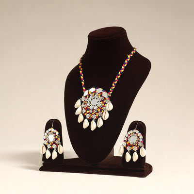 Navratri Special! Multicolor Thread GS Shell & Mirror Work Necklace Set