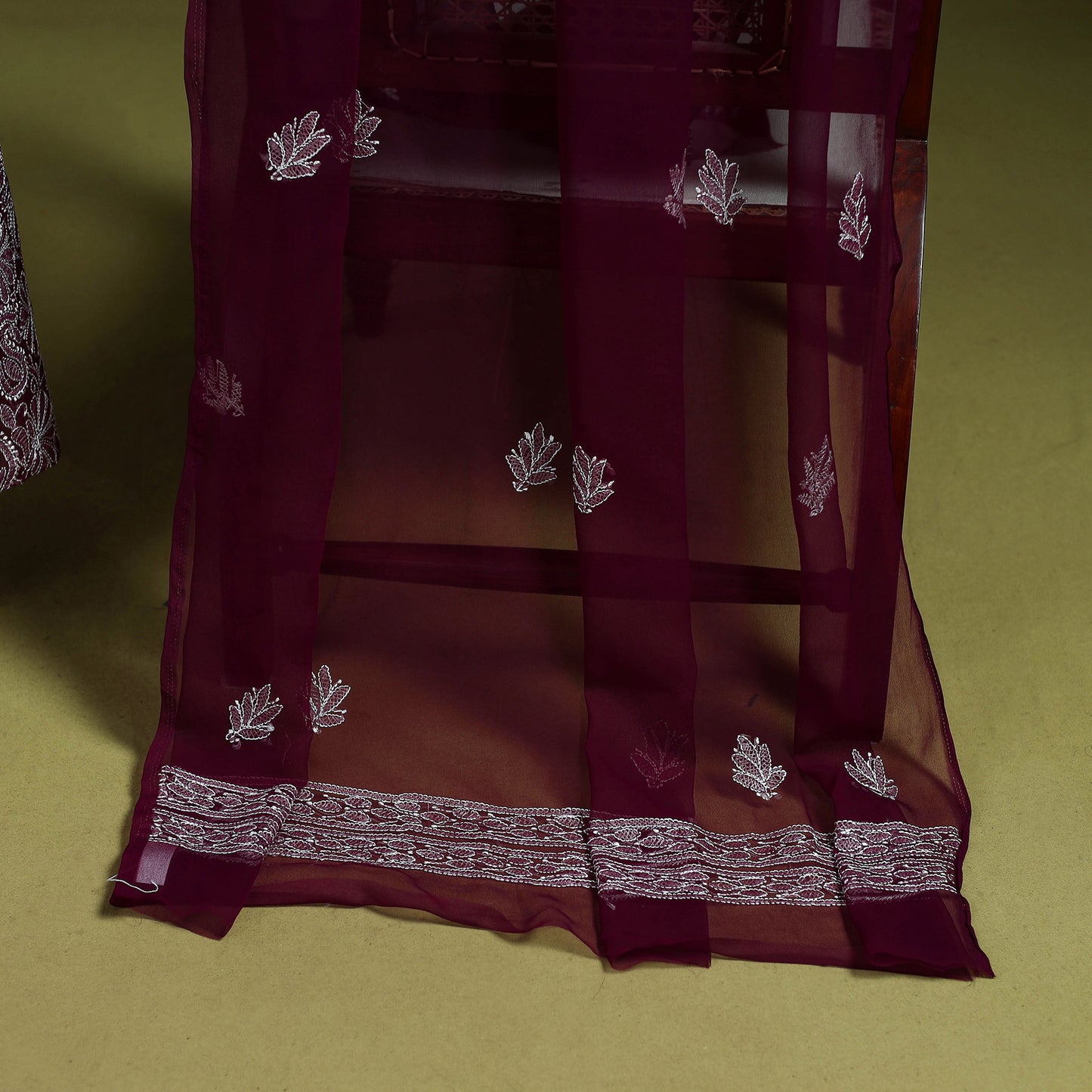 Lucknowi Hand Embroidered Chikankari Georgette 3pc Unstitched Dress Material 10