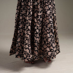Bagru Hand Block Print 24 Kali Patchwork Natural Dyed Cotton Long Skirt 24