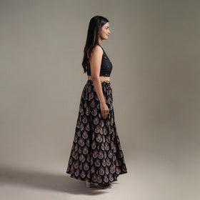 Bagru Hand Block Print 24 Kali Patchwork Natural Dyed Cotton Long Skirt 25