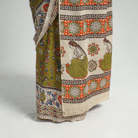 Green - Printed Cotton Kalamkari Saree with Blouse Piece 20