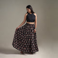 Bagru Hand Block Print 24 Kali Patchwork Natural Dyed Cotton Long Skirt 25