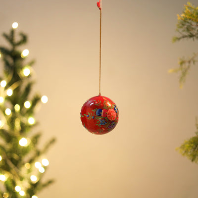 Ball - Kashmir Handpainted Christmas Ornament 07