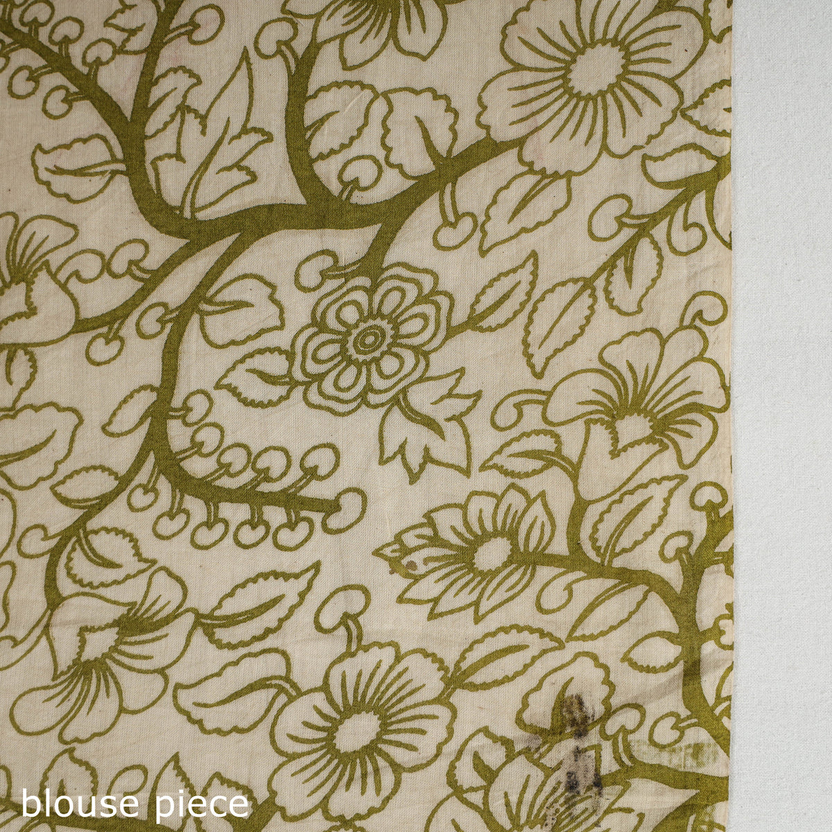 Green - Printed Cotton Kalamkari Saree with Blouse Piece 20
