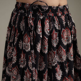 Bagru Hand Block Print 24 Kali Patchwork Natural Dyed Cotton Long Skirt 25