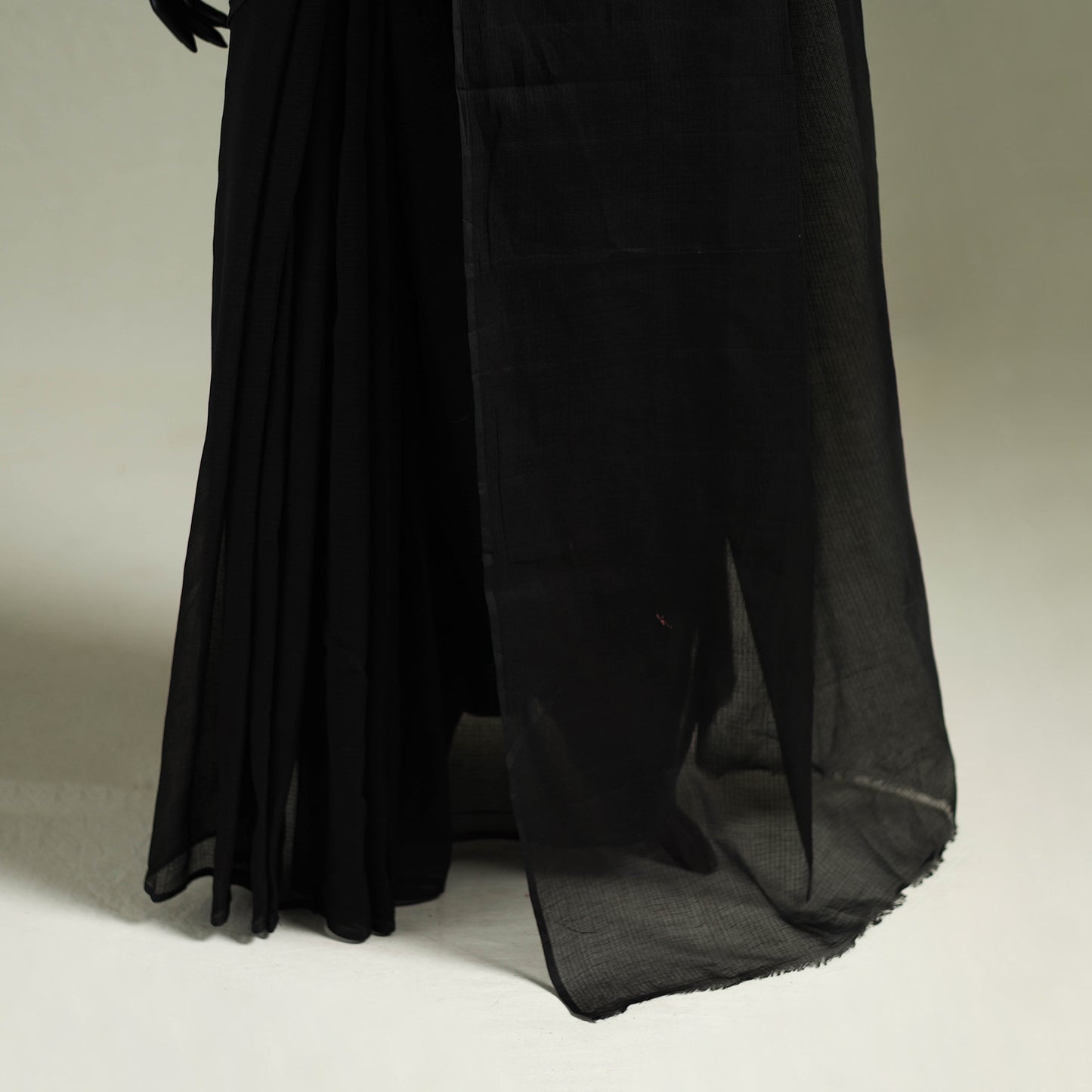 Black - Nazaakat Kota Doria Cotton Plain Saree with Blouse & Jewellery Set 35