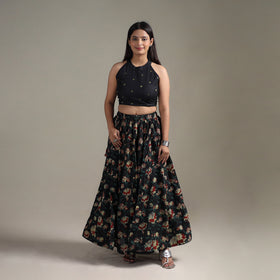 Bagru Hand Block Print 24 Kali Patchwork Natural Dyed Cotton Long Skirt 26