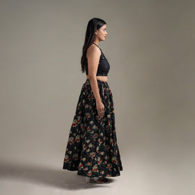 Bagru Hand Block Print 24 Kali Patchwork Natural Dyed Cotton Long Skirt 26