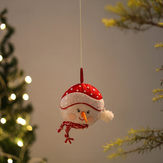 Snowman Felt Ornament - Handmade Christmas Decor 03