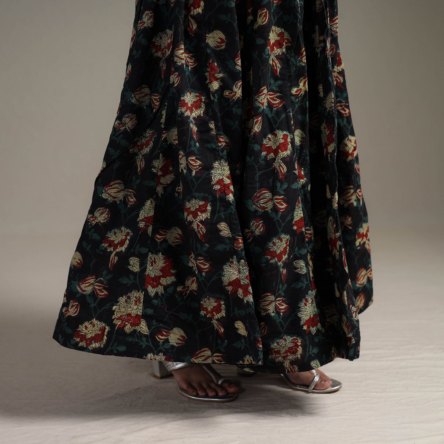 Bagru Hand Block Print 24 Kali Patchwork Natural Dyed Cotton Long Skirt 26