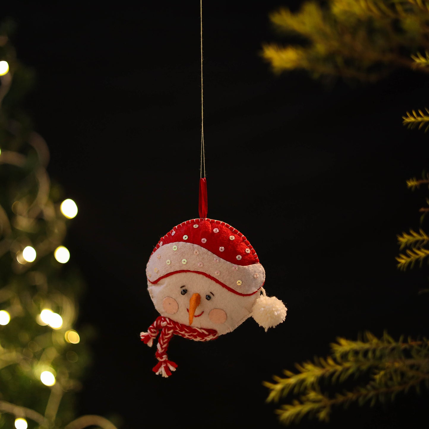 Snowman Felt Ornament - Handmade Christmas Decor 03