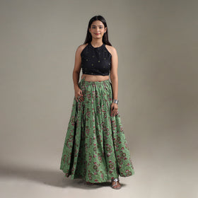 Bagru Hand Block Print 24 Kali Patchwork Natural Dyed Cotton Long Skirt 27