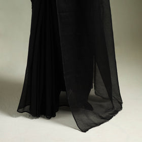 Black - Nazaakat Kota Doria Cotton Plain Saree with Blouse & Jewellery Set 36