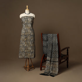 Brown - 3pc cotton unstitched kutch batik dress material 26