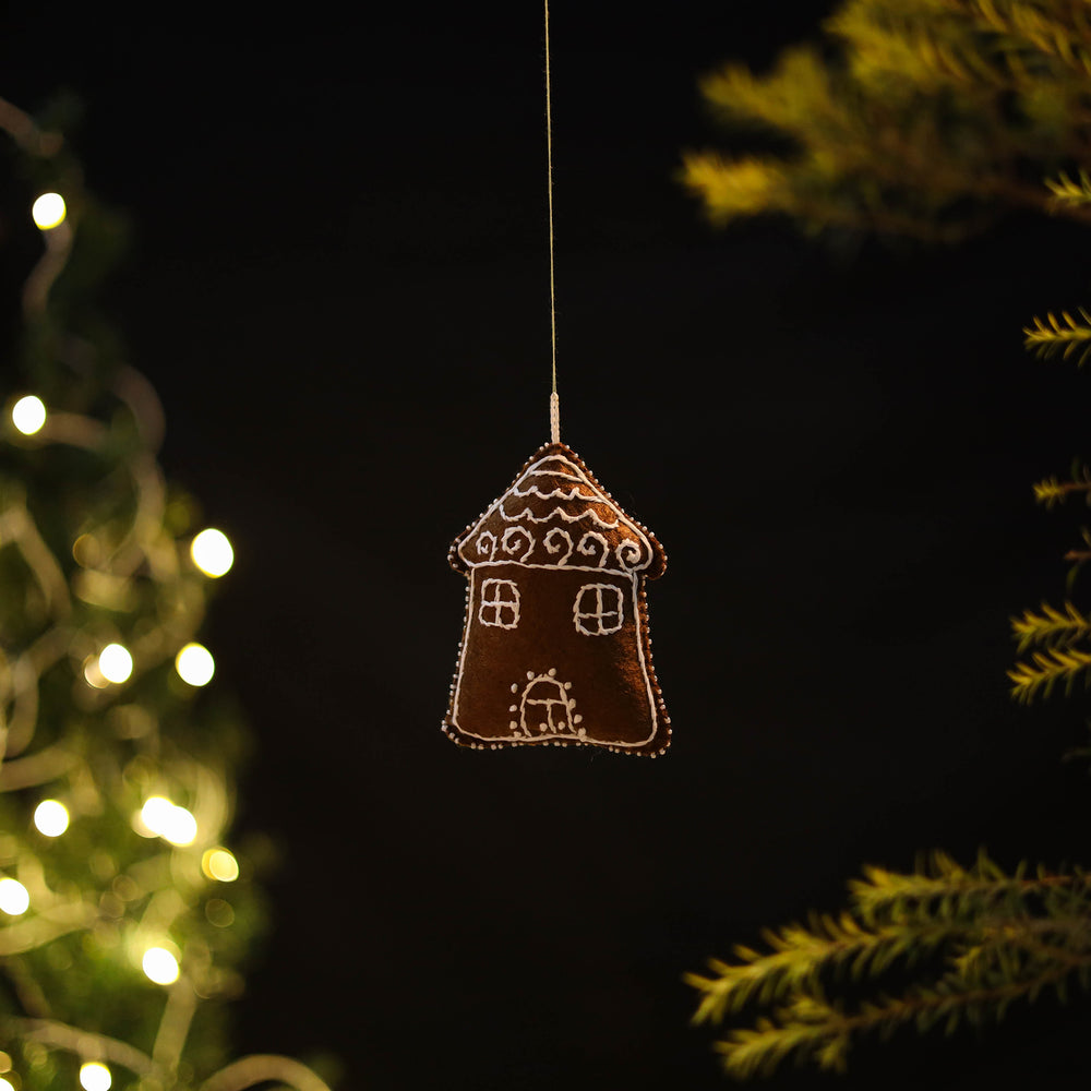 Gingerbread House Felt Ornament - Handmade Christmas Decor 06