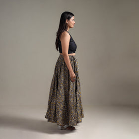 Bagru Hand Block Print 24 Kali Patchwork Natural Dyed Cotton Long Skirt 28