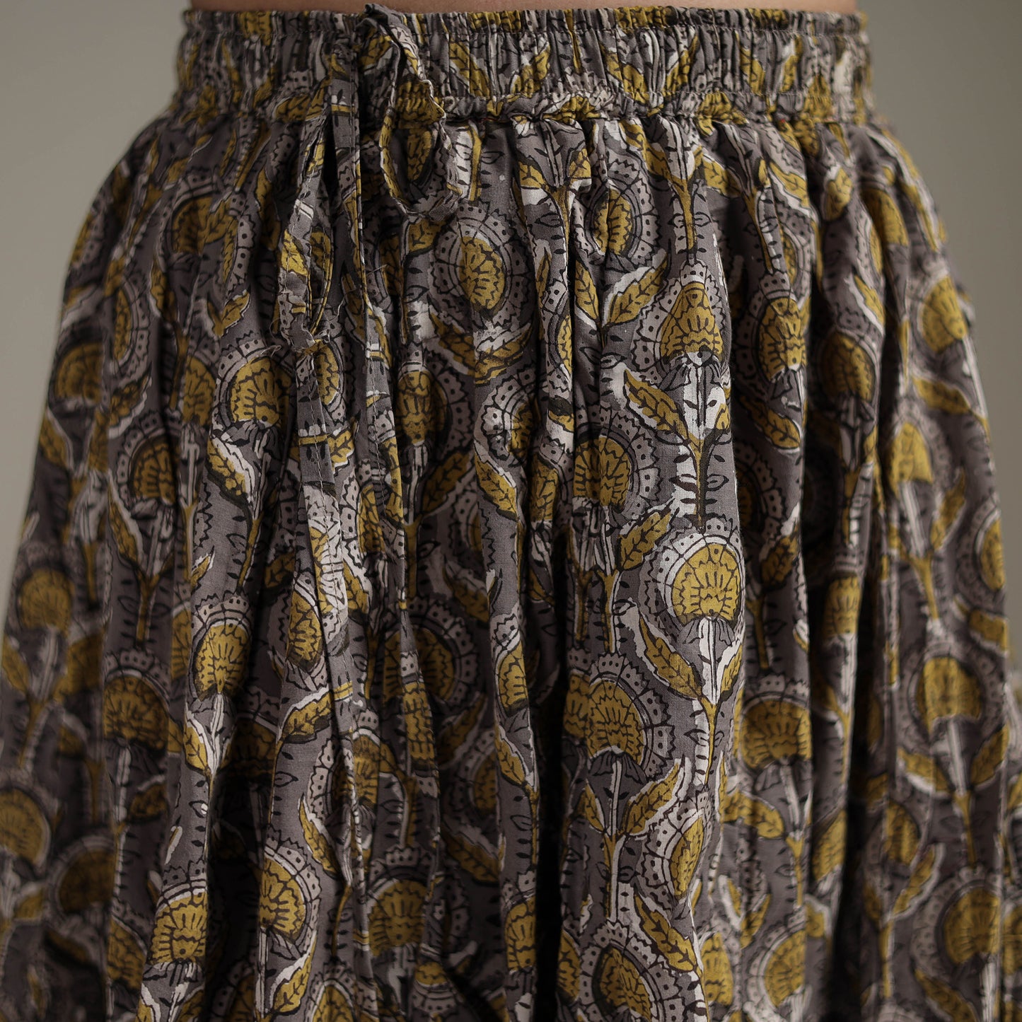 Bagru Hand Block Print 24 Kali Patchwork Natural Dyed Cotton Long Skirt 28