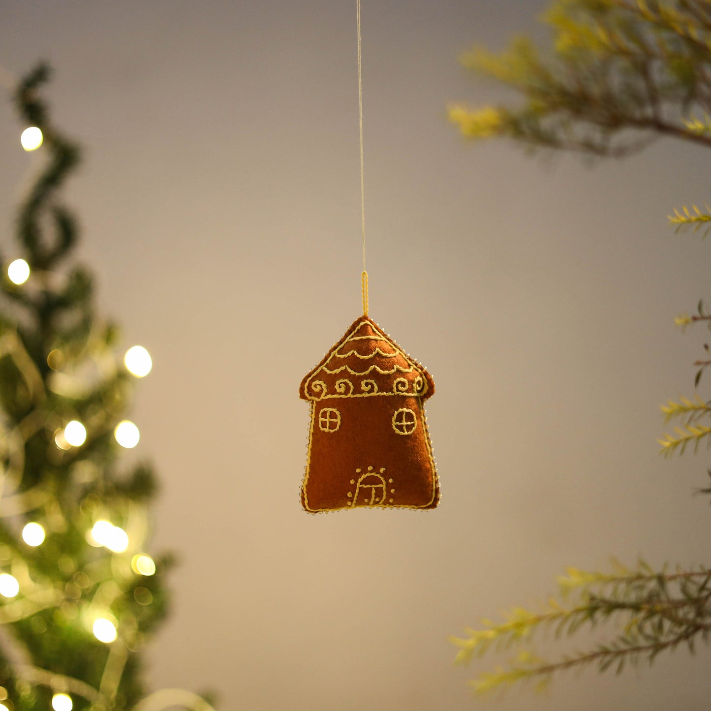 Gingerbread House Felt Ornament - Handmade Christmas Decor 07