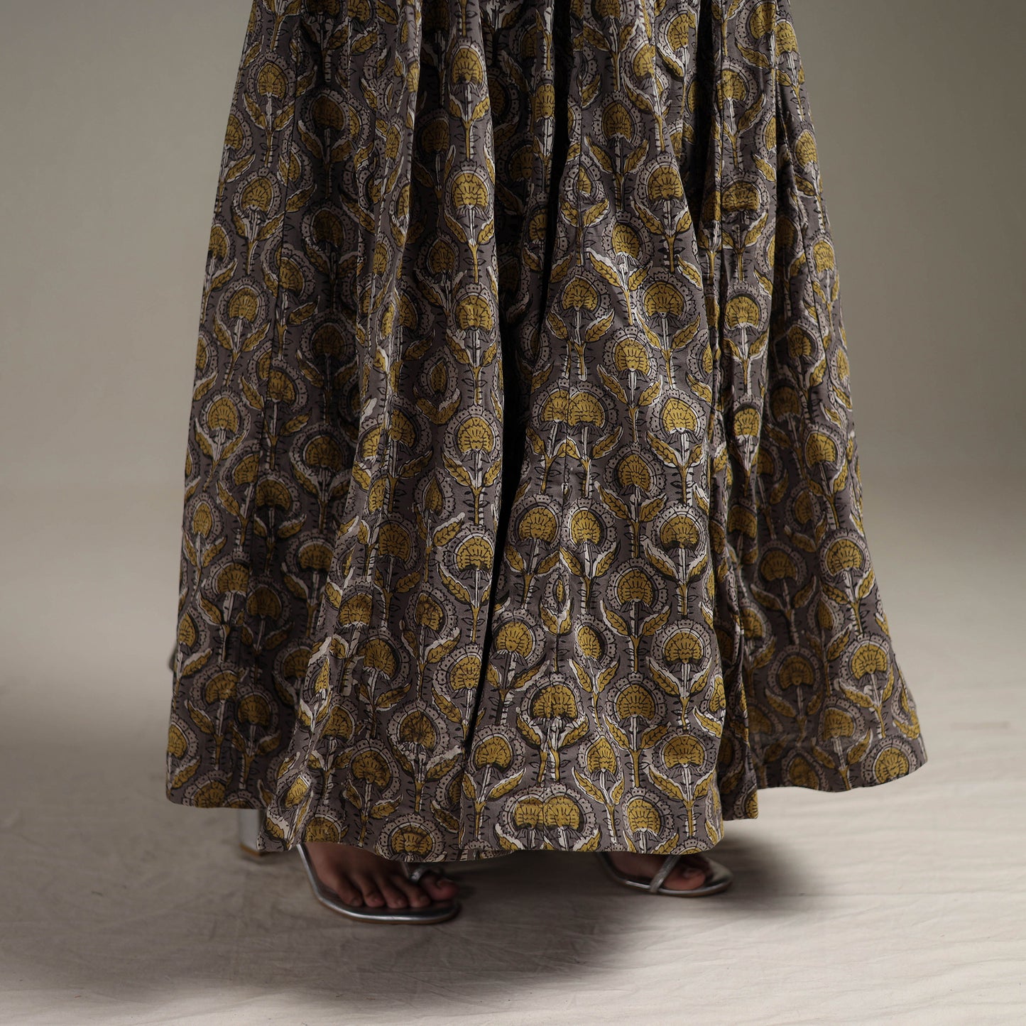 Bagru Hand Block Print 24 Kali Patchwork Natural Dyed Cotton Long Skirt 28