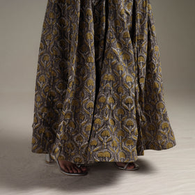 Bagru Hand Block Print 24 Kali Patchwork Natural Dyed Cotton Long Skirt 28