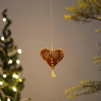 Gingerbread Hearts Felt Ornament - Handmade Christmas Decor 08