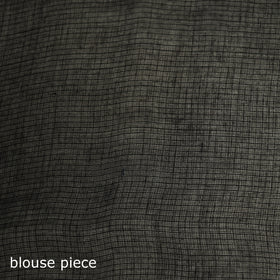 Black - Nazaakat Kota Doria Cotton Plain Saree with Blouse & Jewellery Set 37