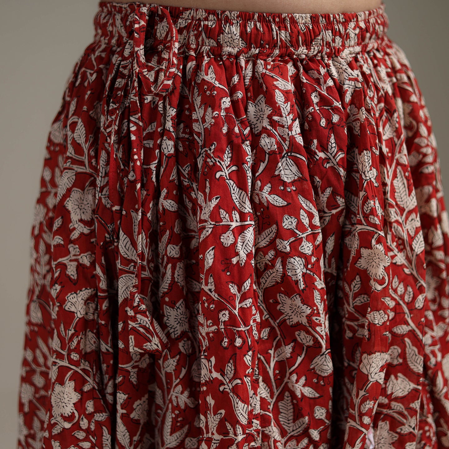 Bagru Hand Block Print 24 Kali Patchwork Natural Dyed Cotton Long Skirt 30