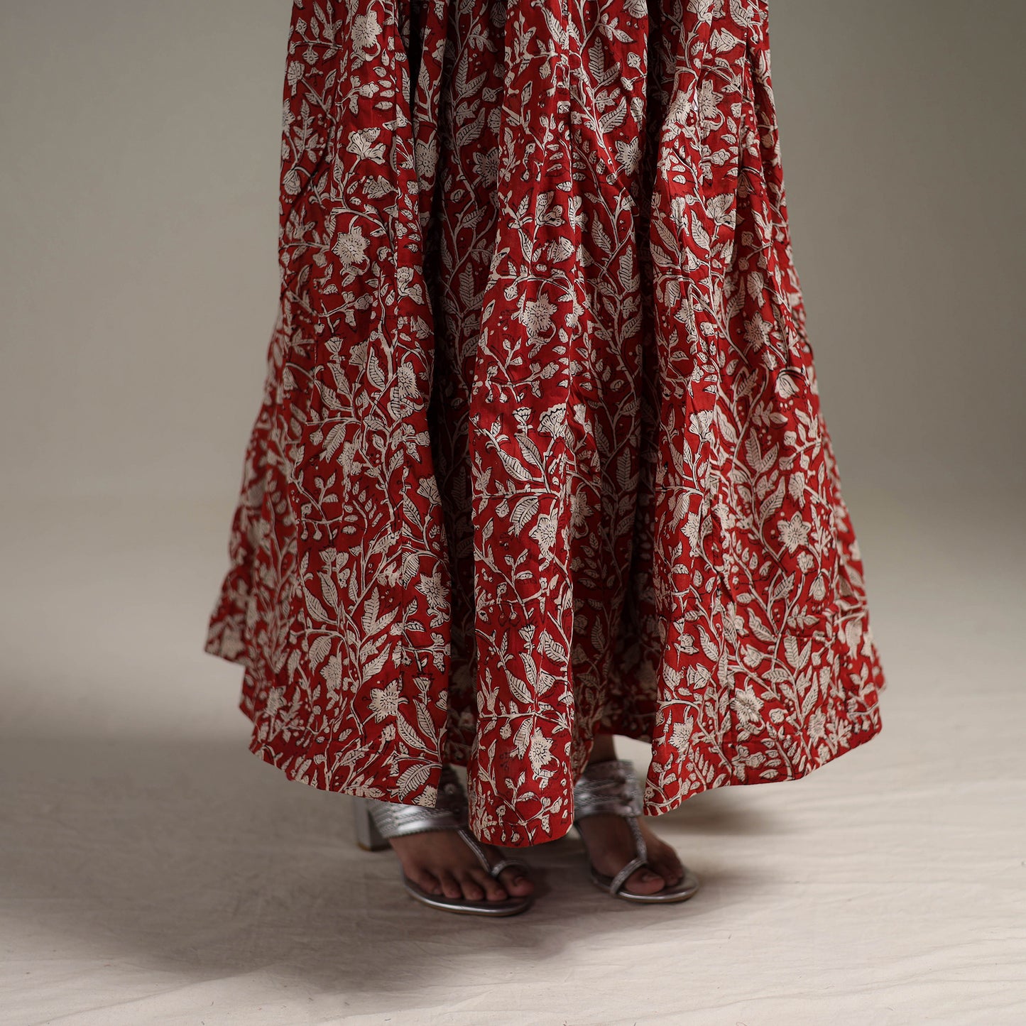 Bagru Hand Block Print 24 Kali Patchwork Natural Dyed Cotton Long Skirt 30
