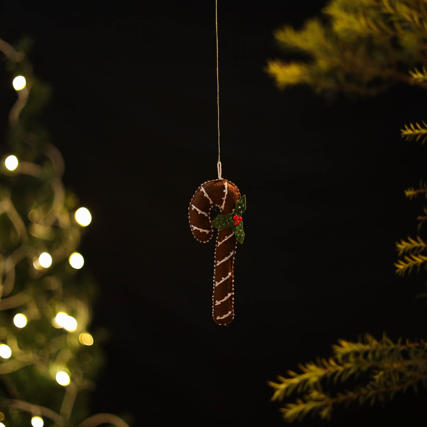 Gingerbread Candy Stick Felt Ornament - Handmade Christmas Decor 10