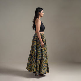 Bagru Hand Block Print 24 Kali Patchwork Natural Dyed Cotton Long Skirt 29