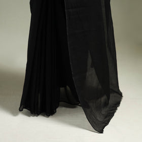 Black - Nazaakat Kota Doria Cotton Plain Saree with Blouse & Jewellery Set 38