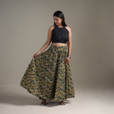 Bagru Hand Block Print 24 Kali Patchwork Natural Dyed Cotton Long Skirt 29