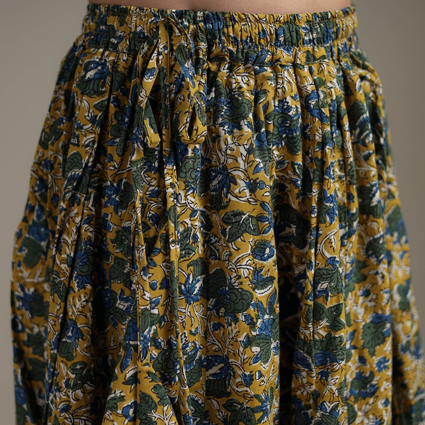 Bagru Hand Block Print 24 Kali Patchwork Natural Dyed Cotton Long Skirt 29