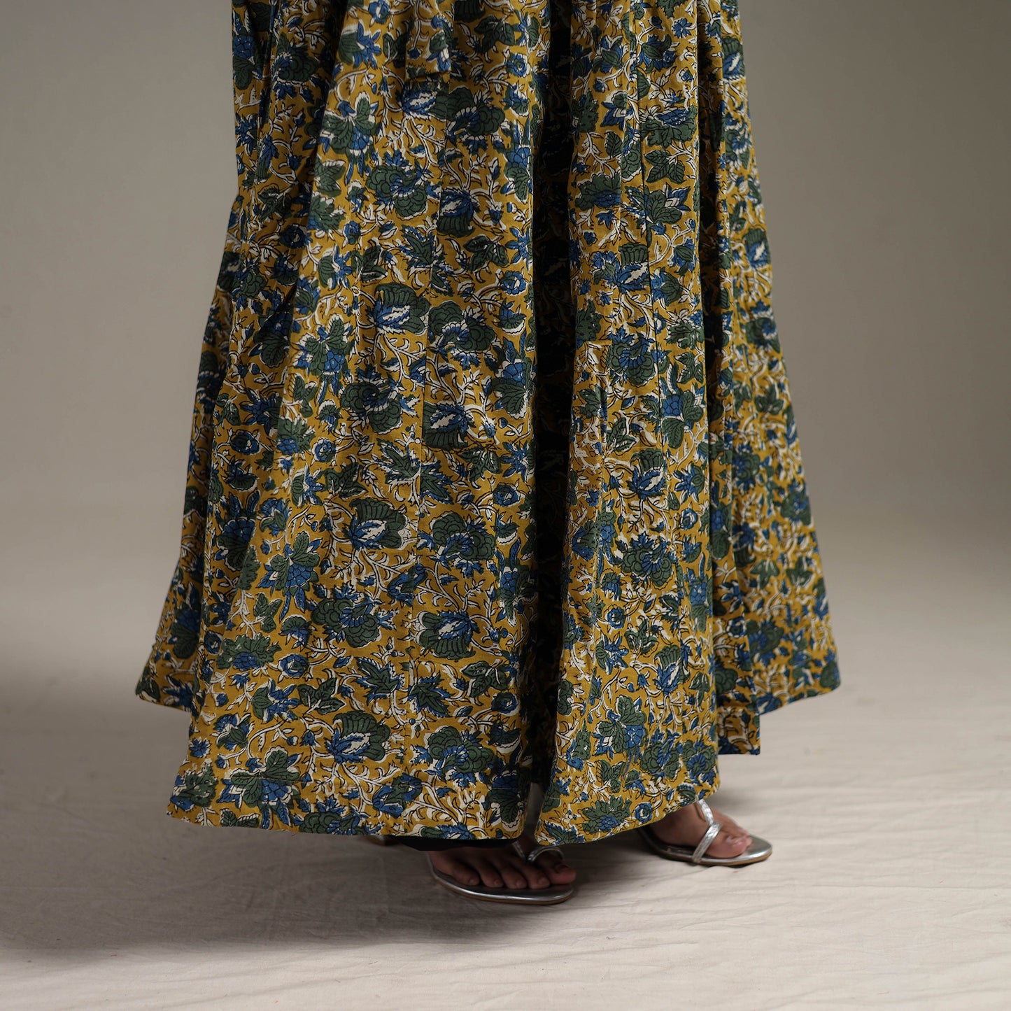 Bagru Hand Block Print 24 Kali Patchwork Natural Dyed Cotton Long Skirt 29