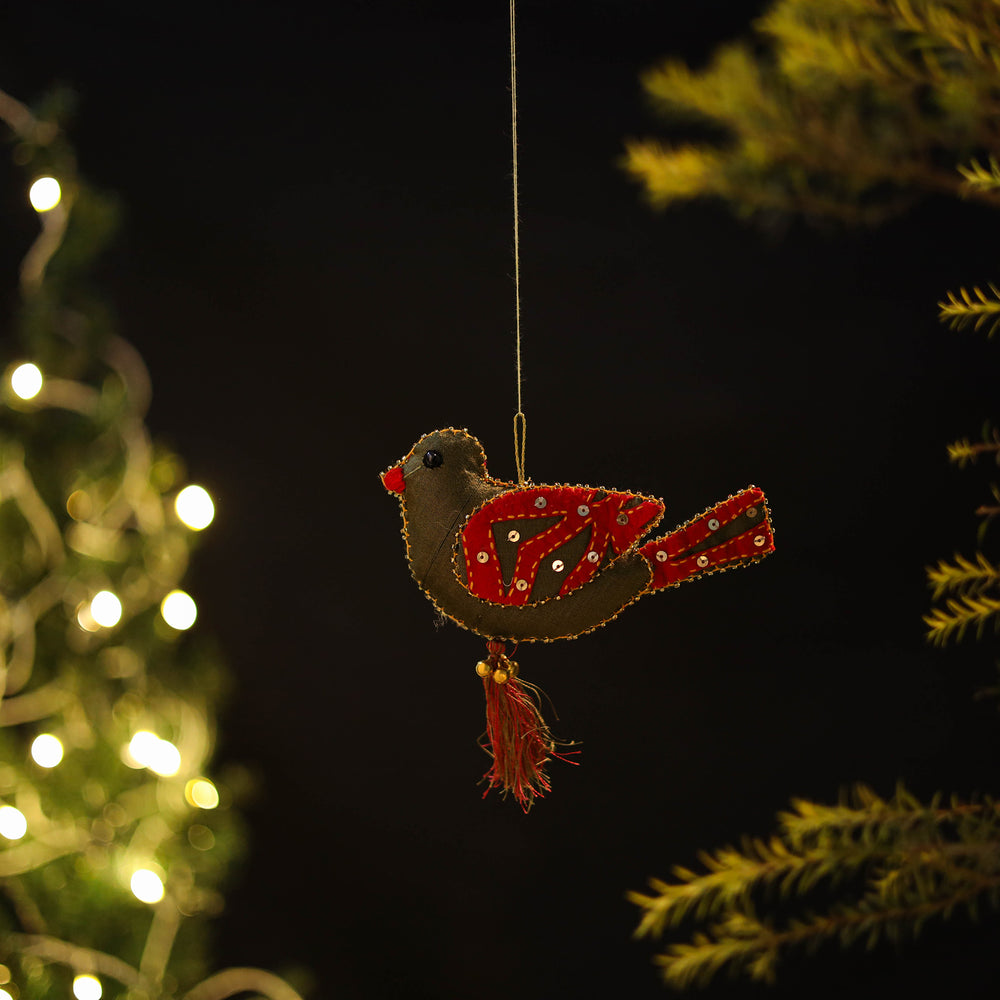 Bird Felt Ornament - Handmade Christmas Decor 12