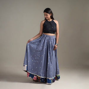 Blue - Jacquard 24 Kali Patchwork Cotton Long Skirt 33