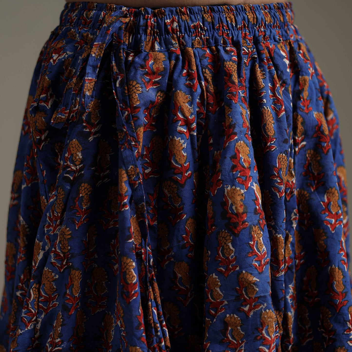 Bagru Hand Block Print 24 Kali Patchwork Natural Dyed Cotton Long Skirt 32